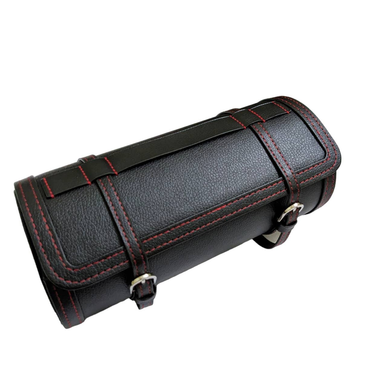 Black Faux Leather Watch Travel Roll With Black Suede Interior Watch Case New Black Faux Leather Watch Travel Roll With Black Suede Interior Watch Case New